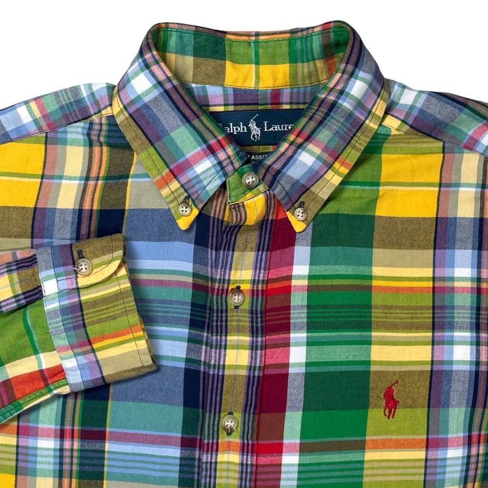 Ralph Lauren Plaid Button Down Mens Medium Multi Color Classic Fit Cotton Shirt